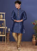 Jacquard Silk Blue Wedding Wear Weaving Readymade Kurta Pajama