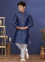 Jacquard Silk Blue Wedding Wear Weaving Readymade Kurta Pajama