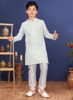 Georgette Off White Wedding Wear Weaving Readymade Kurta Pajama