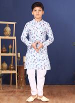 Cotton White Wedding Wear Digital Printed Readymade Kurta Pajama