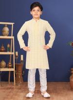 Georgette Yellow Wedding Wear Weaving Readymade Kurta Pajama