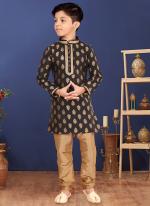 Jacquard Silk Black Wedding Wear Weaving Readymade Kurta Pajama