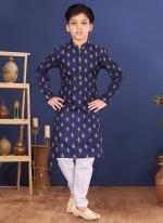 Cotton Blue Wedding Wear Digital Printed Readymade Kurta Pajama