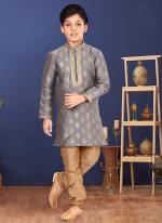 Jacquard Silk Grey Wedding Wear Weaving Readymade Kurta Pajama