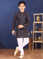 Cotton Navy Blue Wedding Wear Digital Printed Readymade Kurta Pajama