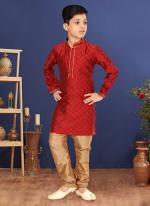 Blackberry Red Wedding Wear Weaving Readymade Kurta Pajama