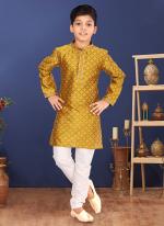 Blackberry Yellow Wedding Wear Weaving Readymade Kurta Pajama