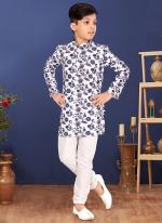 Cotton White Wedding Wear Digital Printed Readymade Kurta Pajama