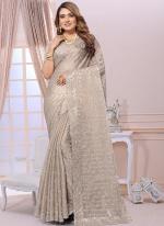 Beige Jimmy Choo Party Wear Sequence Work Saree