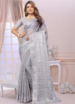 Grey Jimmy Choo Party Wear Sequence Work Saree