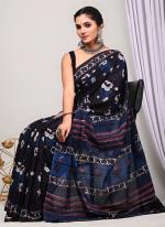 Blue Mono Cotton Party Wear Digital Printed Saree