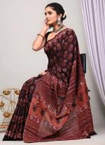 Pink Mono Cotton Party Wear Digital Printed Saree