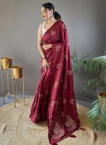 Pink Silk Party Wear Zari Work Saree