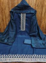 Blue Cotton Traditional Wear Sequence Work Dress Material