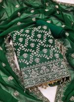 Green Zomato Silk Traditional Wear Zari Work Dress Material