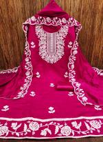 Rani Pink Chanderi Cotton Festival Wear Embroidery Work Dress Material