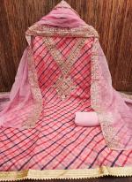 Pink Soft Organza Silk Festival Wear Sequence Work Dress Material