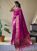 Rani Pink Pure Soft Silk Party Wear Zari Work Saree