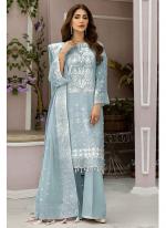 Sky Blue Heavy Organza Party Wear Embroidery Work Pakistani Suit