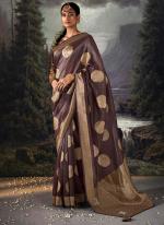 Dark Purple Banarasi Party Wear Zari Work saree