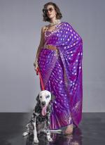 Bright Purple Silk Party Wear Weaving Saree