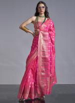 Rani Pink Silk Party Wear Weaving Saree