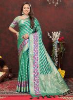 Teal Green Soft Silk Party Wear Weaving Saree