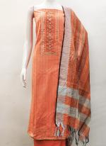 Orange Cotton Festival Wear Hand Work Dress Material