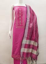 Rani Pink Cotton Festival Wear Hand Work Dress Material