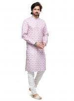 Light Pink Cotton Party Wear Thread Work Readymade Mens Kurta Pajama