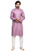 Pink Art Silk Party Wear Thread Work Readymade Mens Kurta Pajama