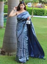 Blue Pure Silk Party Wear Weaving Saree