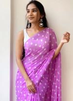 Purple Soft Georgette Party Wear Digital Printed Saree