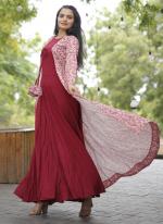 Rayon Pink Festival Wear Embroidery Work Readymade Gown With Shrug