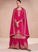 Pink Premium Silk Party Wear Embroidery Work Plazzo Suit