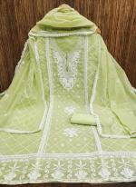 Green Chanderi Modal Party Wear Embroidery Work Dress Material