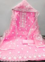 Pink Organza Party Wear Digital Printed Designer Dress Material