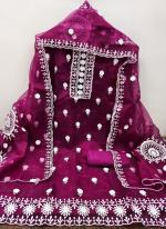 Rani Pink Organza Party Wear Digital Printed Designer Dress Material
