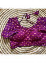 Purple Gazzi Silk Wedding Wear Handwork ReadymadeBlouse