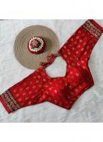 Red Gazzi Silk Wedding Wear Handwork ReadymadeBlouse