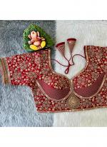 Red Pure Soft Timo Slub Bridal Wear Embroidery Work Readymade Blouse