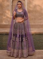 Purple Pure Viscose Bridal Wear Embroidery Work  Lehenga Choli