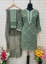 Green Georgette Traditional Wear Digital Printed Readymade Dress Material