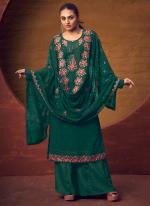 Green Georgette Party Wear Embroidery Work Plazzo Suit