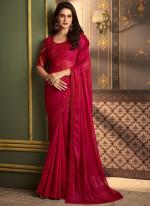 Red Pink Chiffon Silk Festival Wear Weaving Saree