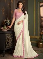 White Chiffon Silk Festival Wear Weaving Saree