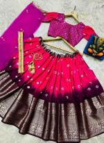 Rani Pink Silk Traditional Wear Embroidery Work Readymade Kids Lehenga Choli