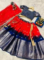 Red Silk Traditional Wear Embroidery Work Readymade Kids Lehenga Choli
