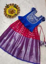 Pink Purple Silk Banarasi Wedding Wear Kanchi Border Work Readymade Kids Lehenga Choli