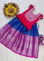 Pink Silk Banarasi Wedding Wear Kanchi Border Work Readymade Kids Lehenga Choli